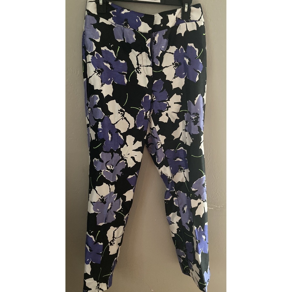 Giorgio Fiorlini Womens White Multicolored Floral Straight Leg Ankle Pants 10